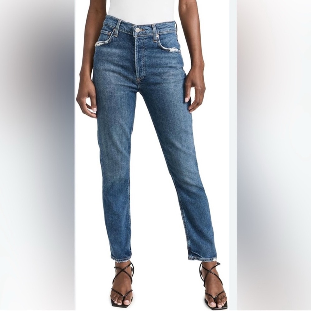 Agolde Riley High Rise Straight Jeans Medium Wash Size 25 - Picture 2 of 6